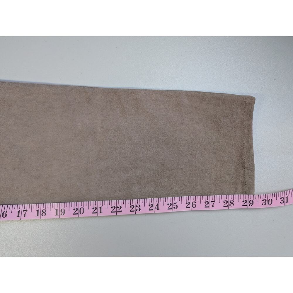 Chicos Faux Suede Pants Beige High Waist Straight Leg Stretch Classic Large - Picture 9 of 9